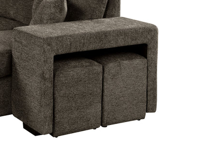 Reversible Sleeper Sectional Sofa Bed With Side Shelf And 2 Stools, Pull-Out L-Shaped Sofa Bed, Corner Sofa-Bed With Storage Chaise Left / Right Hande For Living Room