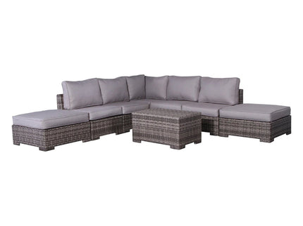 Outdoor 6 Person Wicker Seating Group With Cushions - Gray Mix