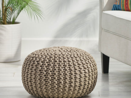 Moro - Knitted Round Pouf With Pumpkin Shape