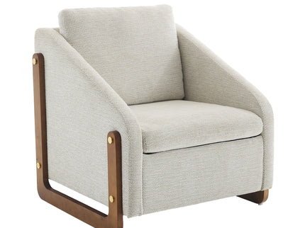 Modern Upholstered Armchair With Wooden Side Frame
