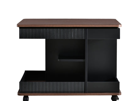 Adjustable End Table With Wheels, 360°Rotating Top And Storage Space