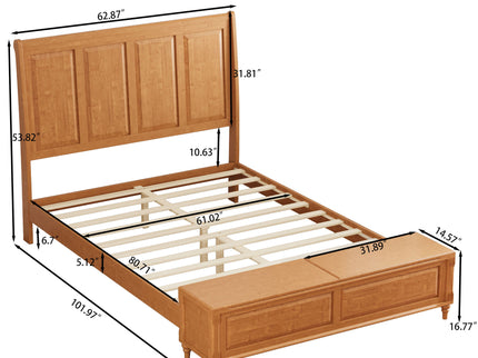Sleigh Bed Frame With Tall Headboard And Storage Bench