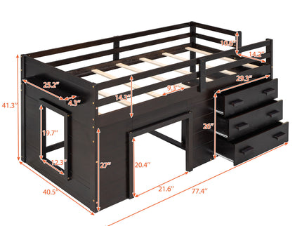 Loft Bed With Cabinet And Shelf