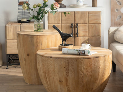Vintage Style Barrel Coffee Table With Storage