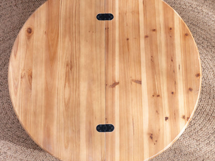 Round Wooden Coffee Table With Hidden Storage, Modern Rustic Centerpiece For Living Room - Multi / Natural / Rustic