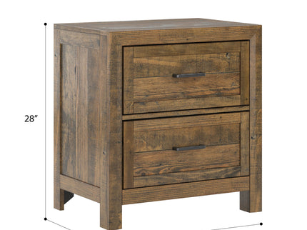 Rustic 2 Drawer Nightstand - Brown - Wood