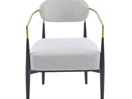 Mid Century Modern Upholstered Accent Armchair With Tapered Legs - Beige / Black / Gold