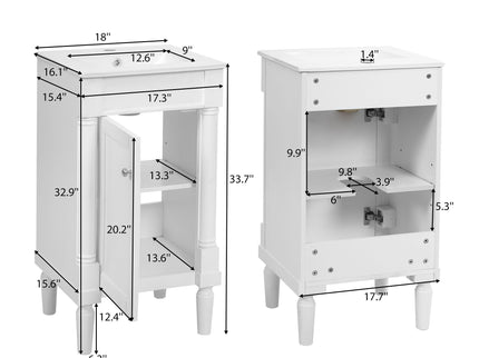 French Style Bathroom Cabinet With Sink, Adjustable Shelf