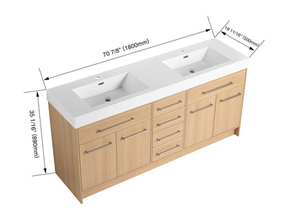 Freestanding Bathroom Vanity With Resin Sink, Soft-Closing Doors And Drawers