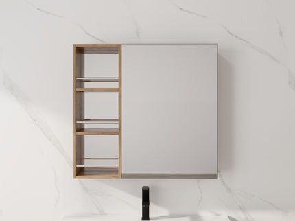 29.63" Wall Mounted Bathroom Cabinet With Adjustable Shelves - Imitative Oak