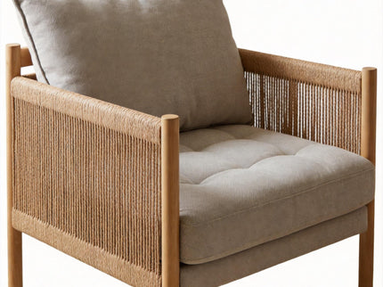 Accent Armchair With Removable Cushions For Living Room - Matte Black / Natural / Sand