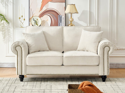 2 Seater Sofa With Rolled Arms, Tufted Upholstered Couch