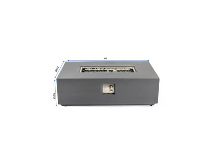 Volon - Rectangular Fire Pit Table, Propane Powered, 50,000 BTU - Light Gray