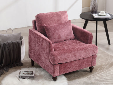 Modern Mid Century Wood Frame Armchair With Tufted Design