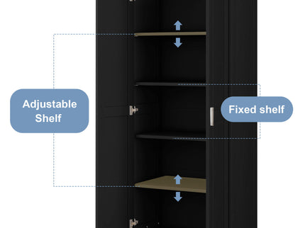 Storage Cabinet With Adjustable Shelves, 2 Doors, Rectangle Design For Bathroom