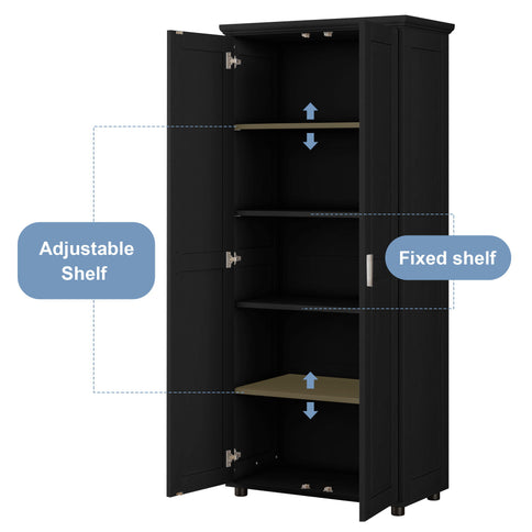 Storage Cabinet With Adjustable Shelves, 2 Doors, Rectangle Design For Bathroom