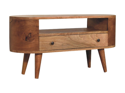 Modern Mini Rounded Entertainment Unit - Oak