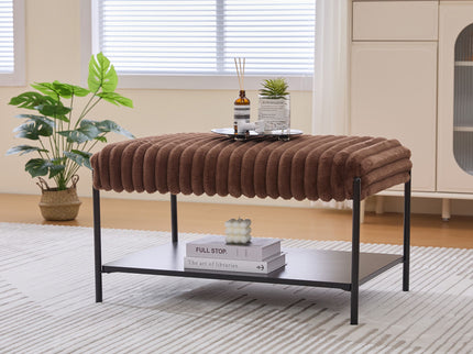 Upholstered Ottoman Coffee Table Foot Rest With Open Storage