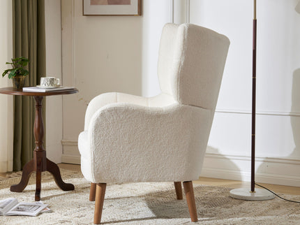 Accent Chair With Birch Wood Legs - White