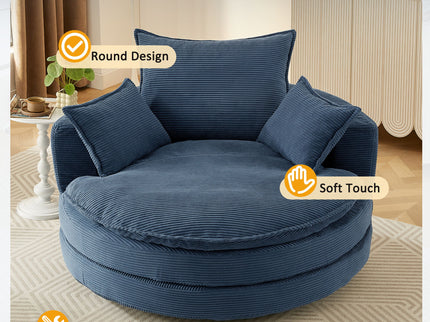 360° Swivel Accent Barrel Chair With Dual Layer Cushion And 3 Removable Pillows
