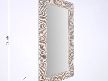 Handcarved Rectangle Mirror Accent With 3mm Glass - Antique White