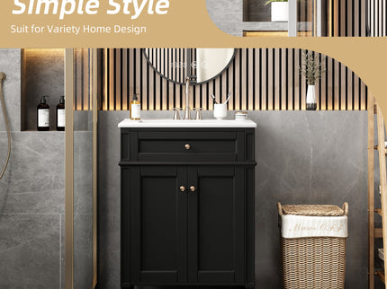 Bathroom Vanity With 2 Doors And Tip Out Drawer, Soft Closing Hinges