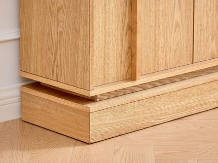 Fluted Sideboard Buffet Cabinet With 2 Doors And Adjustable Shelf, Storage Cabinet For Entryway