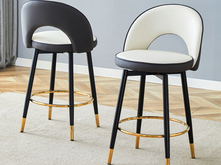 Upholstered Rotatable Bar Chair With Metal Legs For Dining Room