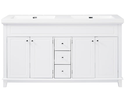 Bathroom Vanity With Double Sinks, 3 Drawers & 4 Doors - White