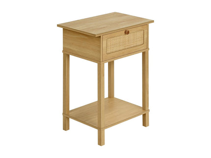 Accent Table With Storage Drawer, 2 Tier Nightstand For Living Room - Natural