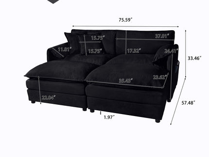 Modern Comfy Deep Seat Modular Sectional Sofa Cloud Couch With Ottoman