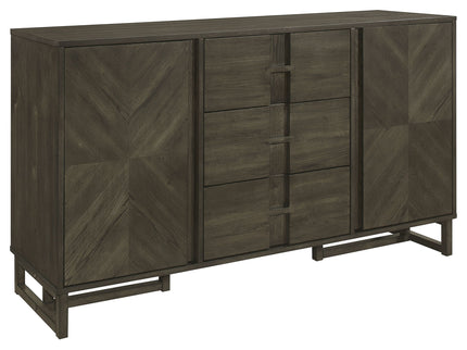 Glenmoor - 3 Drawer Server With 2 Cabinets - Dark Gray
