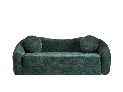 Curved Convertible Sofa, 2 In 1 Frameless Folding Sofa Bed With Pull Out Base And Deep Seat