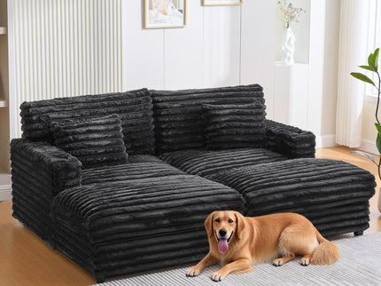 Oversized Double Chaise Lounge Sofa Bed With USB Ports And Cup Holders