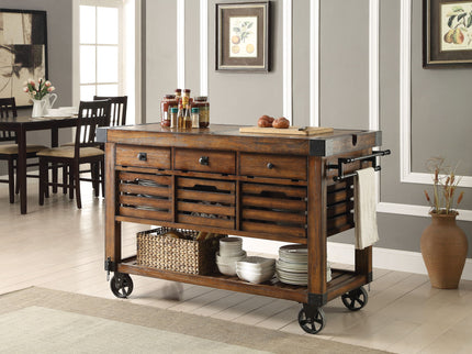 Kaif - Distressed Chestnut Kitchen Cart - Chestnut