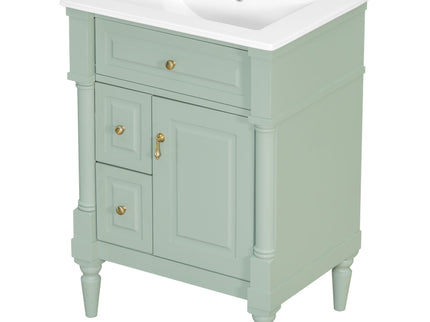 Freestanding Bathroom Vanity With Sink, Adjustable Shelf & Flip Drawer