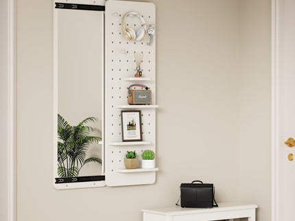 Wall Mounted Full Length Mirror With Shelf And Hook