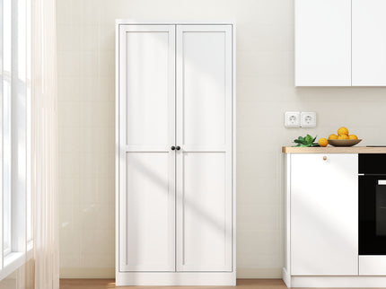 Kitchen Pantry Cabinet Adjustable Storage With 4 Shelves, Heavy Duty Freestanding Pantry Organizer - White