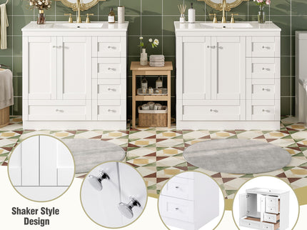 Shaker Free Standing Bathroom Vanity Cabinet With Sink, Soft Close Drawers, Soft Close Doors
