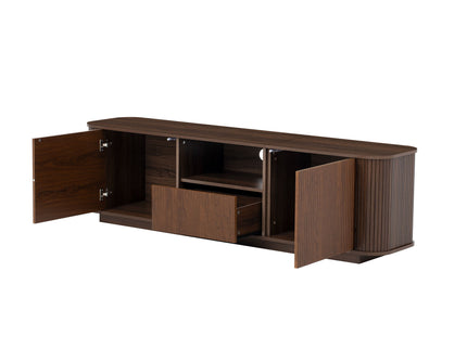 70" TV Stand With Ample Storage, Curved Corners - Dark Brown