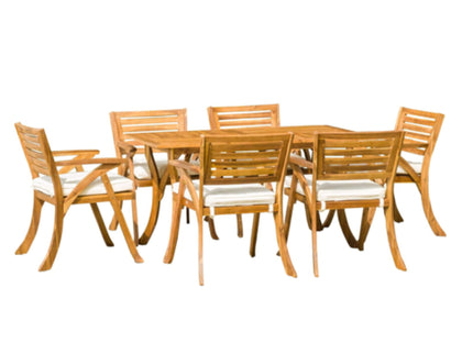 Outdoor Hermosa 7 Piece Wood Dining Set With Cushions - Teak