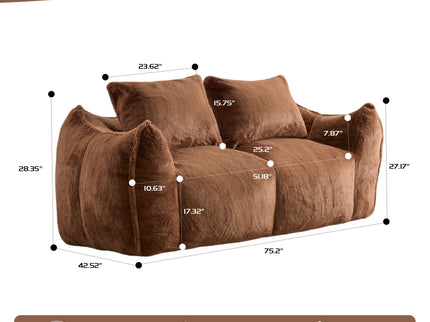 Giant Bean Bag Couch, Ultra Soft Fluffy Loveseat For Living Room