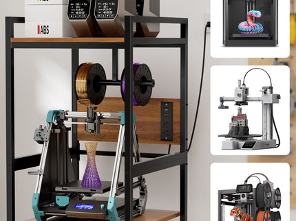3D Printer Stand With Filament Storage, T-Type Holder, Built In Power Panelб Open Frame Printer Workstation - Black