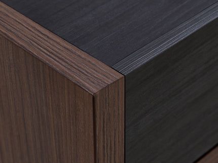 Modern Extendable & Rotating Cabinet With Drawer And Flip Doors For Versatile Storage - Black / Dark Walnut