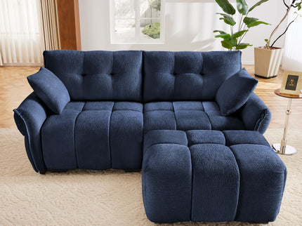 Sofa Set With Ottoman And Pillows, Textured, High Resilience Cushions