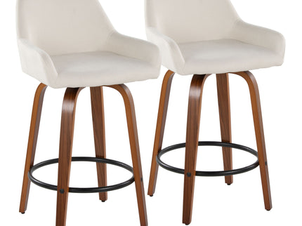 Daniella - Contemporary Fixed Height Counter Stool With Swivel With Round Footrest (Set of 2)