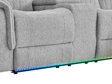 Ian - Power Reclining Chaise With LED Lighting, Pushback Design - Gray