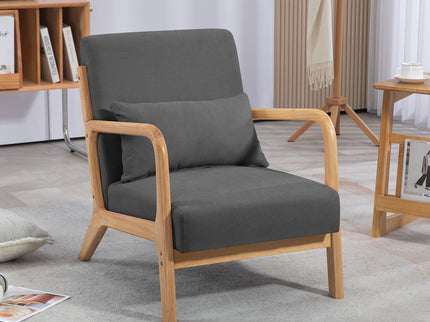 Leisure Chair With Solid Wood Armrest And Feet, Mid-Century Modern Accent Sofa, 1 Seat