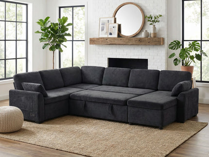 Convertible U-Shaped Sectional Sofa Bed With Reversible Chaise