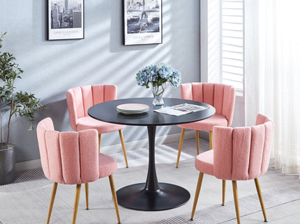 Modern Dining Chair (Set of 2) With Iron Tube Wood Color Legs, Shorthair Cushions And Comfortable Backrest, Suitable For Dining Room, Living Room, Cafe, Simple Structure